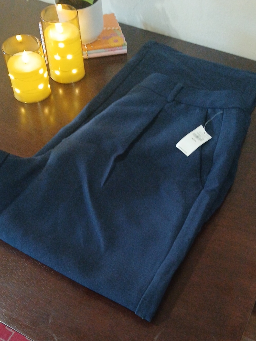 Old Navy Navy Blue Wide Leg Taylor Trousers - Petite